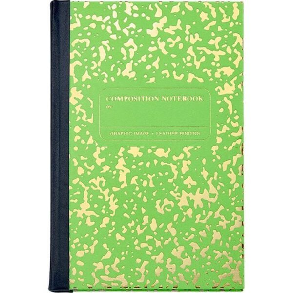 Composition Notebook in Neon Green/Gold Leather