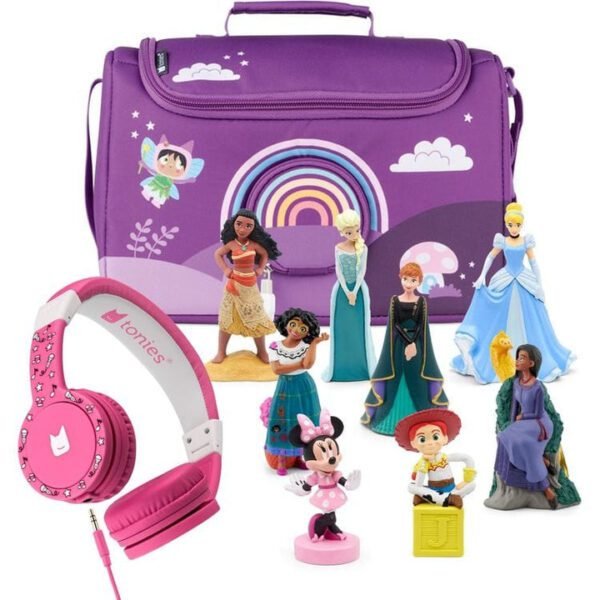 Disney 8-Pack Tonie Bundle with  Listen & Play  Carry Case and Pink Headphones